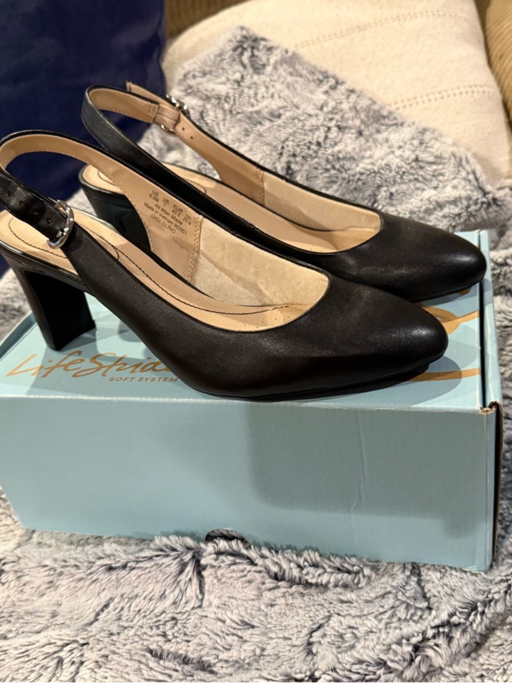 Life Stride Black Slingback Block Heel Pump